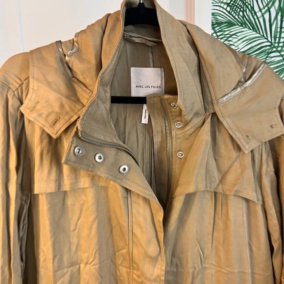 NWT Avec Les Filles Hooded Lyocell Utility Anorak Lemongrass Large $180 - Picture 2 of 10